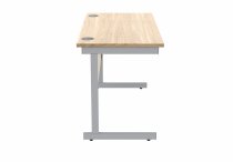 Straight Cantilever Desk | 1200w x 600d mm | Canadian Oak Top | Silver Frame | Everyday VALUE