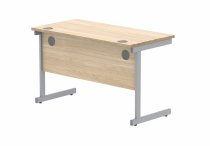 Straight Cantilever Desk | 1200w x 600d mm | Canadian Oak Top | Silver Frame | Everyday VALUE