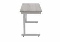 Straight Cantilever Desk | 1200w x 600d mm | Alaskan Grey Oak Top | Silver Frame | Everyday VALUE