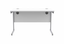 Straight Cantilever Desk | 1200w x 600d mm | Arctic White Top | Silver Frame | Everyday VALUE