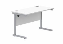 Straight Cantilever Desk | 1200w x 600d mm | Arctic White Top | Silver Frame | Everyday VALUE