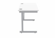 Straight Cantilever Desk | 1200w x 600d mm | Arctic White Top | Silver Frame | Everyday VALUE