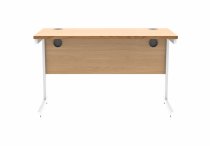 Straight Cantilever Desk | 1200w x 600d mm | Norweigan Beech Top | White Frame | Everyday VALUE