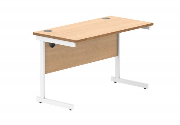 Straight Cantilever Desk | 1200w x 600d mm | Norweigan Beech Top | White Frame | Everyday VALUE