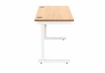 Straight Cantilever Desk | 1200w x 600d mm | Norweigan Beech Top | White Frame | Everyday VALUE