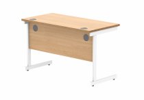 Straight Cantilever Desk | 1200w x 600d mm | Norweigan Beech Top | White Frame | Everyday VALUE