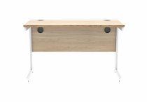 Straight Cantilever Desk | 1200w x 600d mm | Canadian Oak Top | White Frame | Everyday VALUE