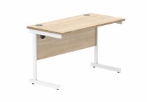 Straight Cantilever Desk | 1200w x 600d mm | Canadian Oak Top | White Frame | Everyday VALUE