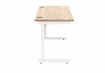 Straight Cantilever Desk | 1200w x 600d mm | Canadian Oak Top | White Frame | Everyday VALUE