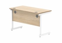 Straight Cantilever Desk | 1200w x 600d mm | Canadian Oak Top | White Frame | Everyday VALUE