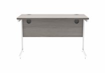 Straight Cantilever Desk | 1200w x 600d mm | Alaskan Grey Oak Top | White Frame | Everyday VALUE