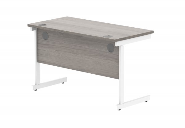 Straight Cantilever Desk | 1200w x 600d mm | Alaskan Grey Oak Top | White Frame | Everyday VALUE