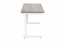 Straight Cantilever Desk | 1200w x 600d mm | Alaskan Grey Oak Top | White Frame | Everyday VALUE