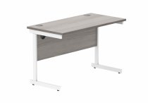 Straight Cantilever Desk | 1200w x 600d mm | Alaskan Grey Oak Top | White Frame | Everyday VALUE