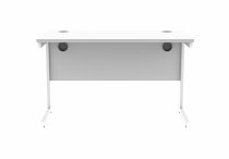 Straight Cantilever Desk | 1200w x 600d mm | Arctic White Top | White Frame | Everyday VALUE