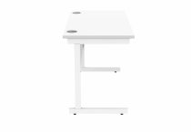 Straight Cantilever Desk | 1200w x 600d mm | Arctic White Top | White Frame | Everyday VALUE