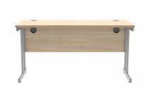 Straight Cantilever Desk | 1400w x 600d mm | Canadian Oak Top | Silver Frame | Everyday VALUE