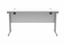 Straight Cantilever Desk | 1400w x 600d mm | Arctic White Top | Silver Frame | Everyday VALUE