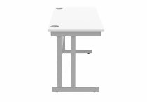 Straight Cantilever Desk | 1400w x 600d mm | Arctic White Top | Silver Frame | Everyday VALUE