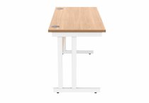 Straight Cantilever Desk | 1400w x 600d mm | Norweigan Beech Top | White Frame | Everyday VALUE