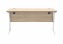 Straight Cantilever Desk | 1400w x 600d mm | Canadian Oak Top | White Frame | Everyday VALUE