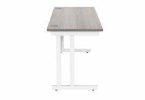 Straight Cantilever Desk | 1400w x 600d mm | Alaskan Grey Oak Top | White Frame | Everyday VALUE