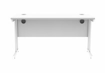 Straight Cantilever Desk | 1400w x 600d mm | Arctic White Top | White Frame | Everyday VALUE