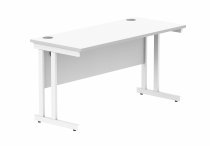 Straight Cantilever Desk | 1400w x 600d mm | Arctic White Top | White Frame | Everyday VALUE