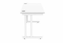 Straight Cantilever Desk | 1400w x 600d mm | Arctic White Top | White Frame | Everyday VALUE