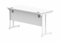 Straight Cantilever Desk | 1400w x 600d mm | Arctic White Top | White Frame | Everyday VALUE