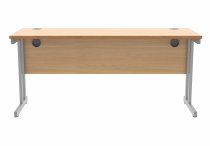 Straight Cantilever Desk | 1600w x 600d mm | Norweigan Beech Top | Silver Frame | Everyday VALUE