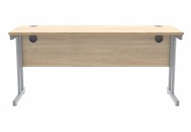 Straight Cantilever Desk | 1600w x 600d mm | Canadian Oak Top | Silver Frame | Everyday VALUE