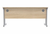 Straight Cantilever Desk | 1600w x 600d mm | Canadian Oak Top | Silver Frame | Everyday VALUE