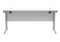 Straight Cantilever Desk | 1600w x 600d mm | Arctic White Top | Silver Frame | Everyday VALUE