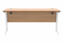 Straight Cantilever Desk | 1600w x 600d mm | Norweigan Beech Top | White Frame | Everyday VALUE