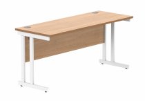 Straight Cantilever Desk | 1600w x 600d mm | Norweigan Beech Top | White Frame | Everyday VALUE