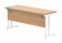 Straight Cantilever Desk | 1600w x 600d mm | Norweigan Beech Top | White Frame | Everyday VALUE