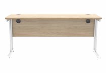 Straight Cantilever Desk | 1600w x 600d mm | Canadian Oak Top | White Frame | Everyday VALUE