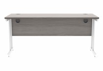 Straight Cantilever Desk | 1600w x 600d mm | Alaskan Grey Oak Top | White Frame | Everyday VALUE