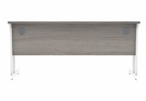 Straight Cantilever Desk | 1600w x 600d mm | Alaskan Grey Oak Top | White Frame | Everyday VALUE