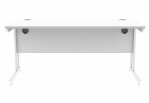 Straight Cantilever Desk | 1600w x 600d mm | Arctic White Top | White Frame | Everyday VALUE