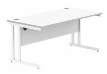 Straight Cantilever Desk | 1600w x 600d mm | Arctic White Top | White Frame | Everyday VALUE