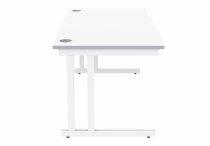 Straight Cantilever Desk | 1600w x 600d mm | Arctic White Top | White Frame | Everyday VALUE