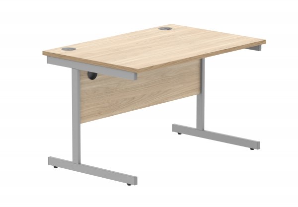 Straight Cantilever Desk | 1200w x 800d mm | Canadian Oak Top | Silver Frame | Everyday VALUE