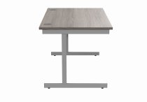 Straight Cantilever Desk | 1200w x 800d mm | Alaskan Grey Oak Top | Silver Frame | Everyday VALUE