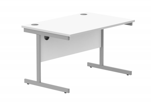 Straight Cantilever Desk | 1200w x 800d mm | Arctic White Top | Silver Frame | Everyday VALUE