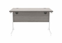 Straight Cantilever Desk | 1200w x 800d mm | Alaskan Grey Oak Top | White Frame | Everyday VALUE