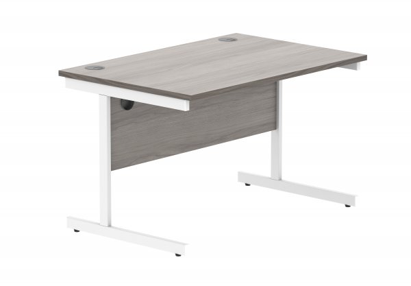 Straight Cantilever Desk | 1200w x 800d mm | Alaskan Grey Oak Top | White Frame | Everyday VALUE