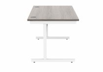 Straight Cantilever Desk | 1200w x 800d mm | Alaskan Grey Oak Top | White Frame | Everyday VALUE