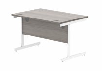 Straight Cantilever Desk | 1200w x 800d mm | Alaskan Grey Oak Top | White Frame | Everyday VALUE